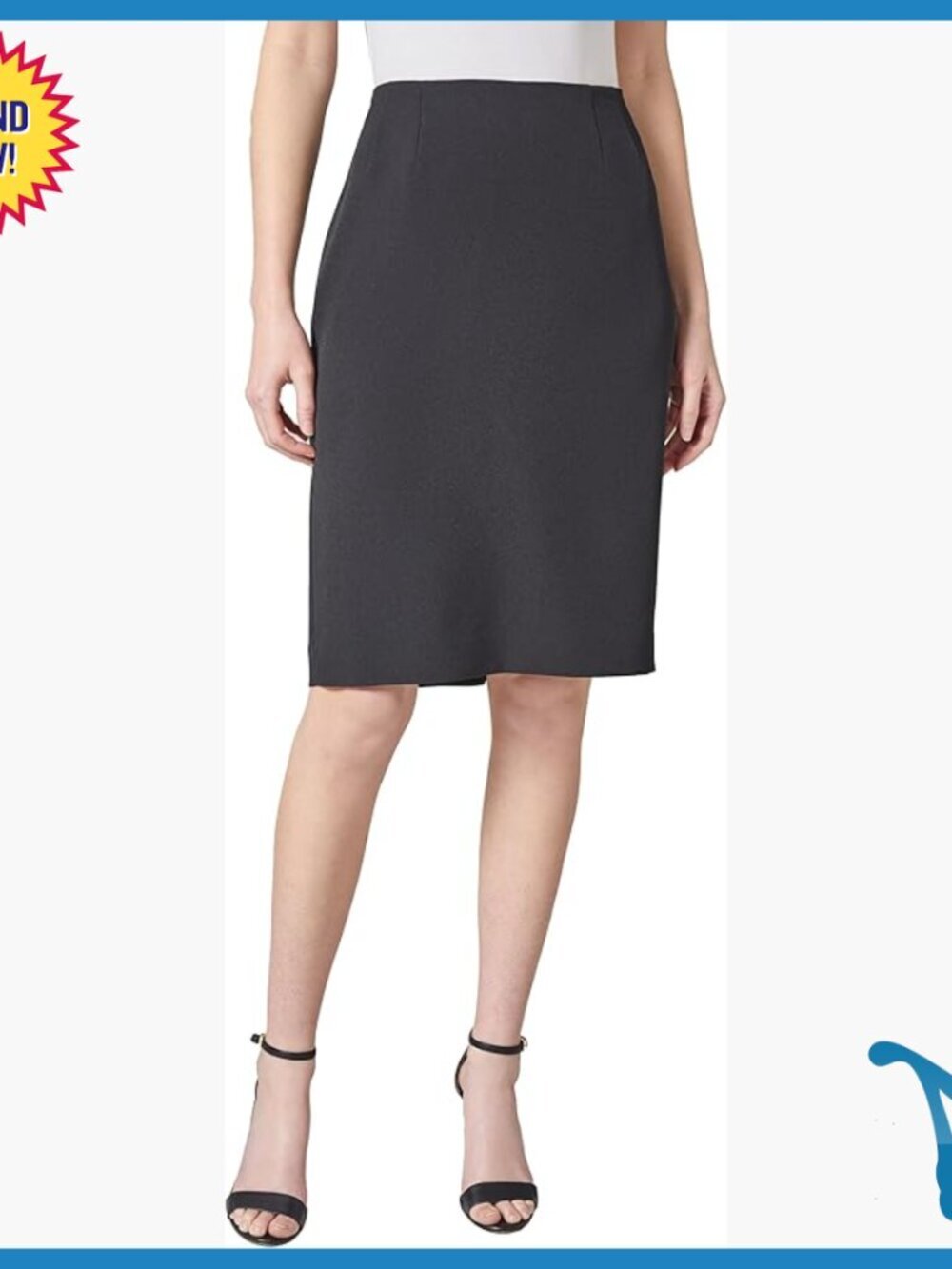 Stretch Crepe Knee Length Pencil Skirt for Work & Casual Wear